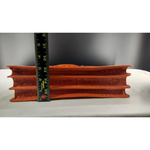 CHÀNTA Large Orange Croc-Embossed Calf Luxury Leather handbag - Picture 8 of 14